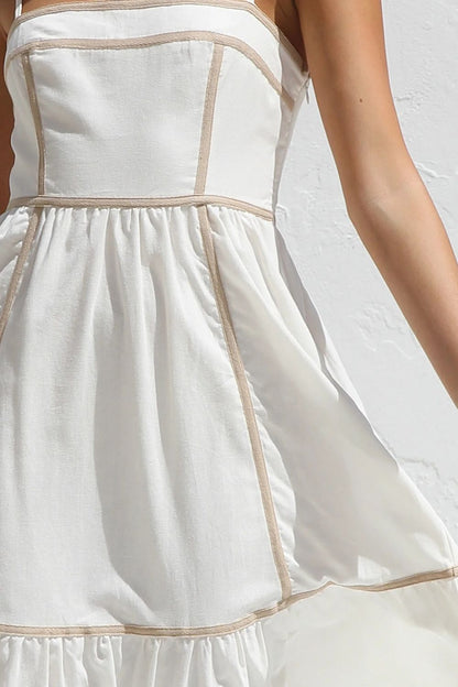 Hazel Blues® |  Contrast Trim Square Neck Midi Cami Dress