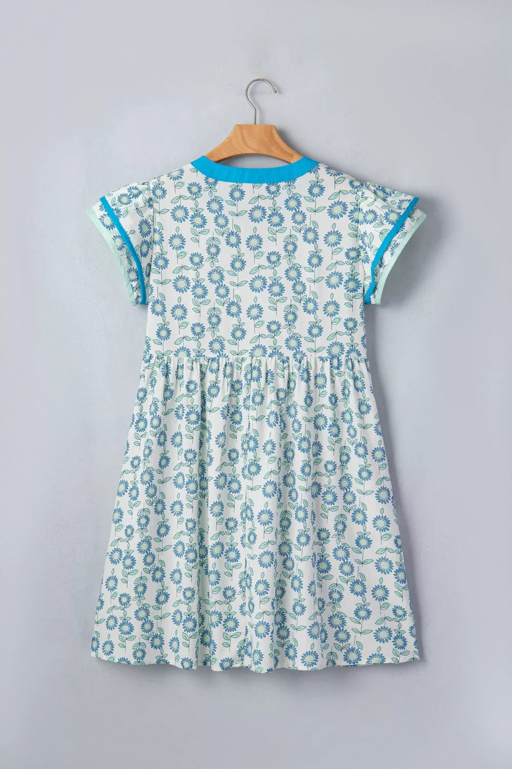 Hazel Blues® |  Printed Notched Cap Sleeve Dress