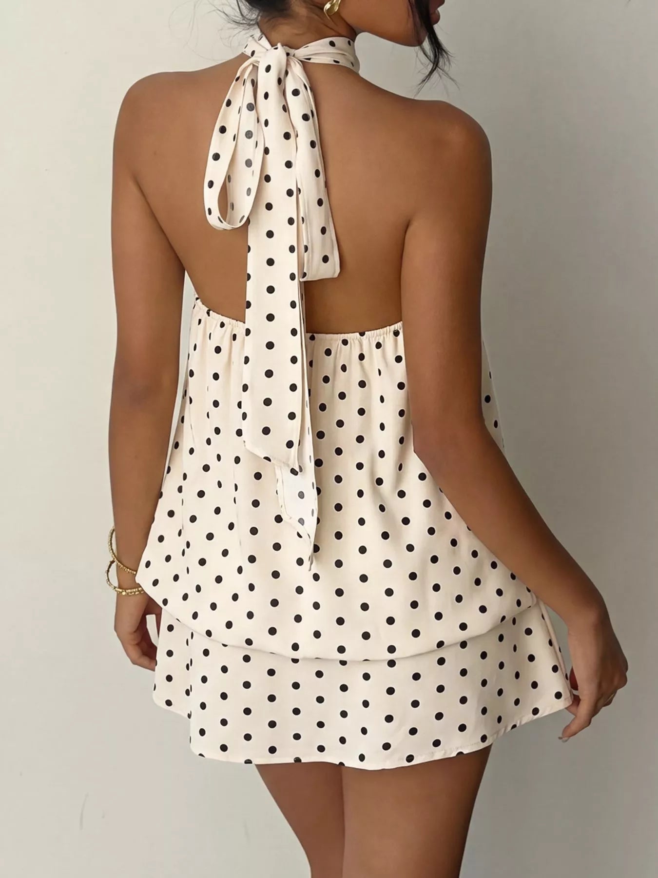 Hazel Blues® |  Polka Dot Halter Neck Mini Dress