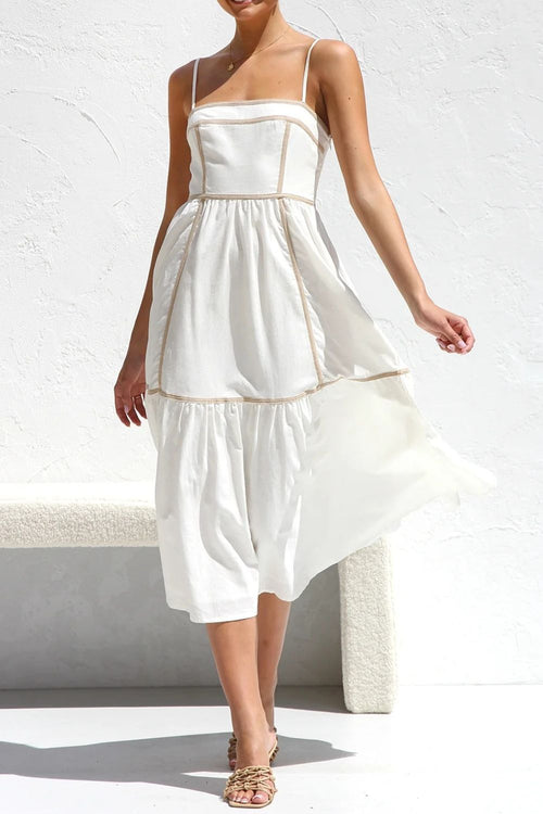 Hazel Blues® |  Contrast Trim Square Neck Midi Cami Dress