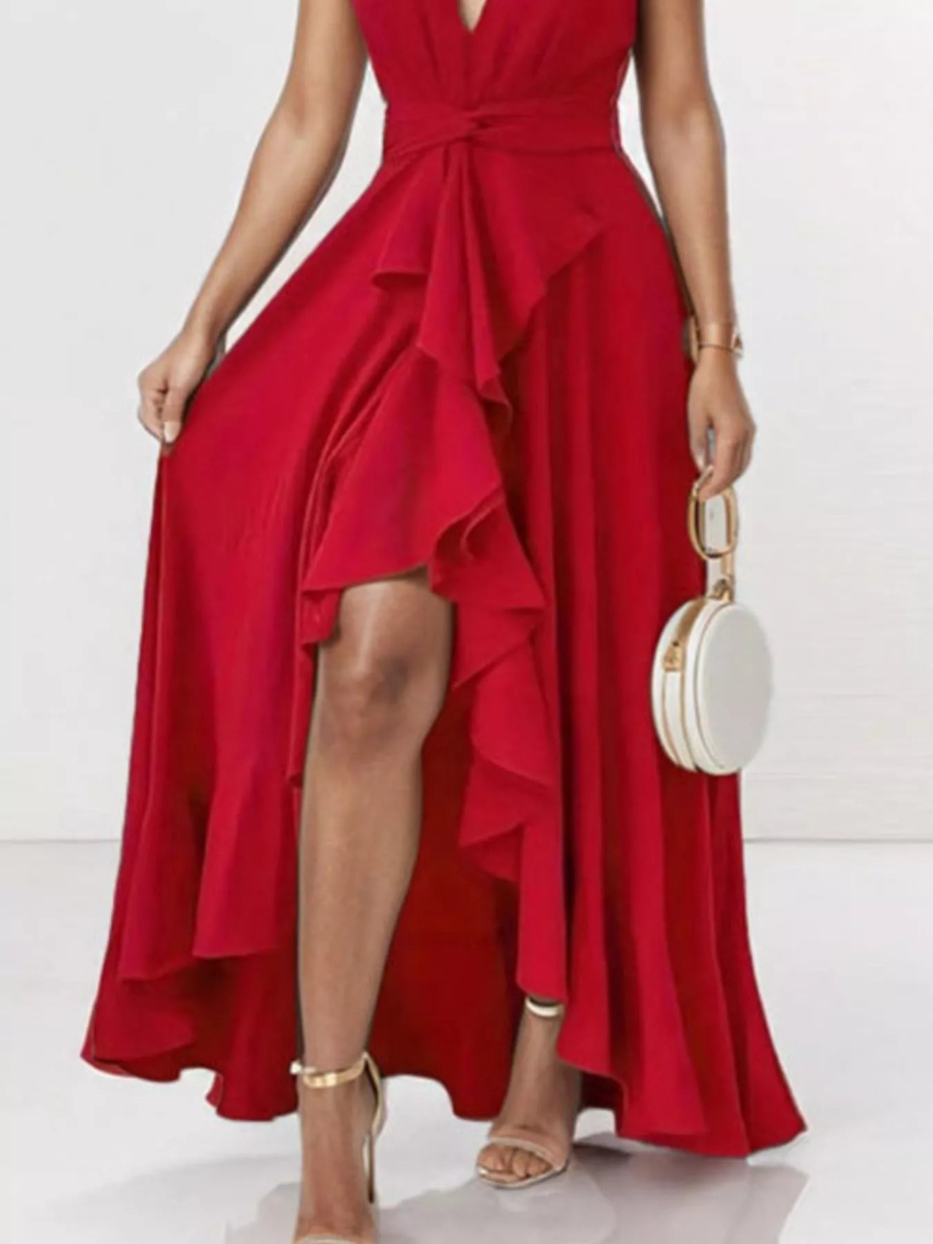 Hazel Blues® | Ruffled High-Low Maxi Dress