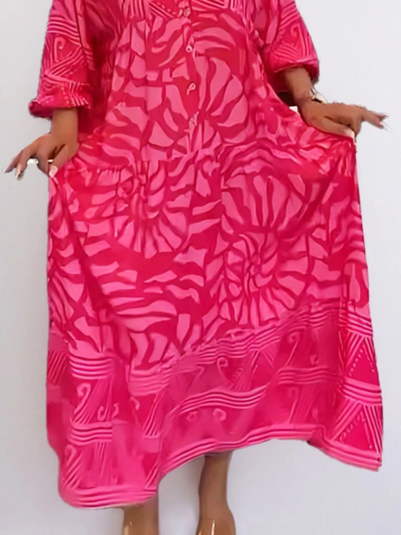 Hazel Blues® |  Printed Button Front Midi Dress