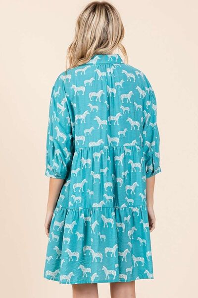 Hazel Blues® |  Mittoshop Zebra Print Button Down Shirt Mini Dress