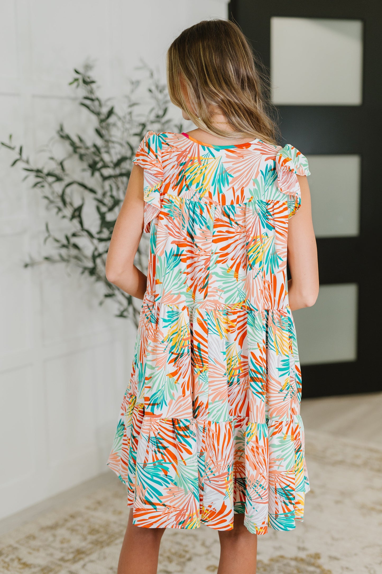 Hazel Blues® |  Bless Your Love Tiered Dress in Ivory, Orange and Mint