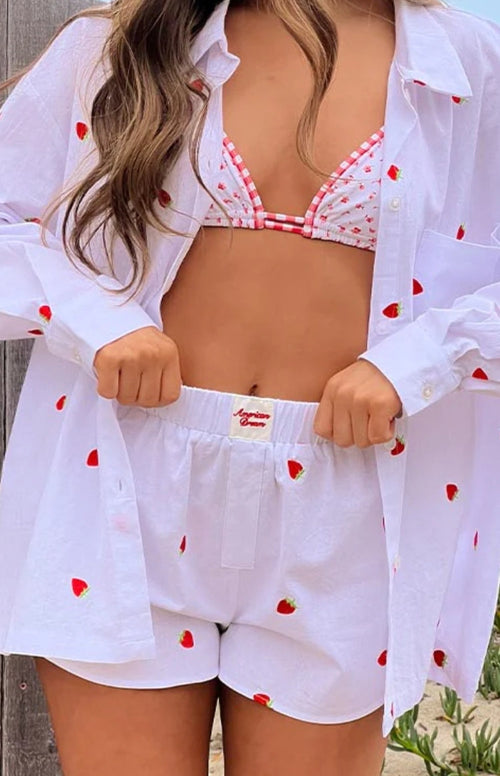 Brad White Strawberry Embroidered Boxer Shorts