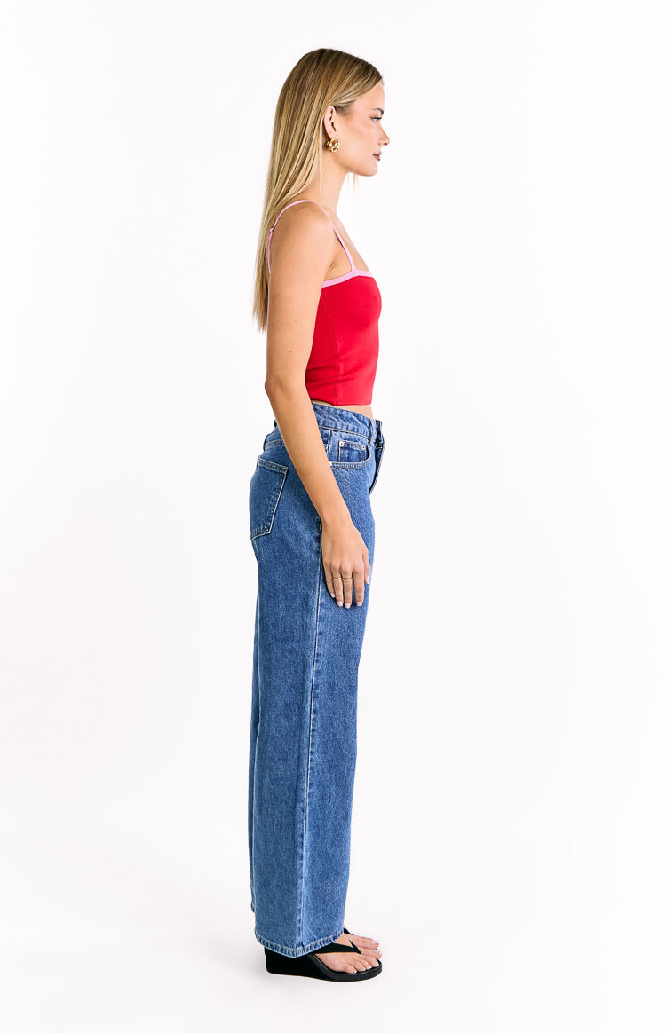 Florrie Red Pink Contrast Knit Top