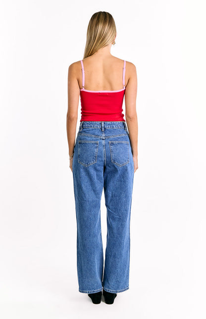 Florrie Red Pink Contrast Knit Top