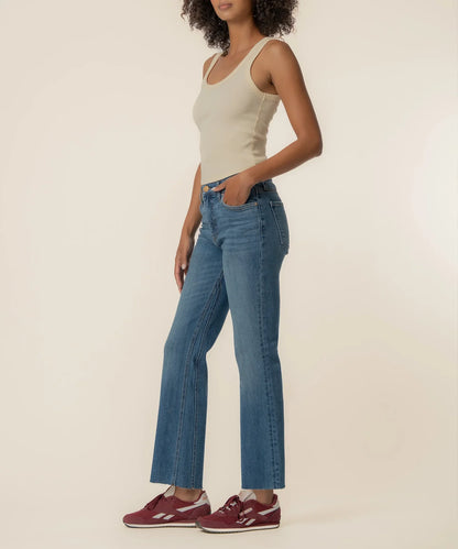 Kut Kelsey High Rise Fab AB Ankle Flare Raw Hem
