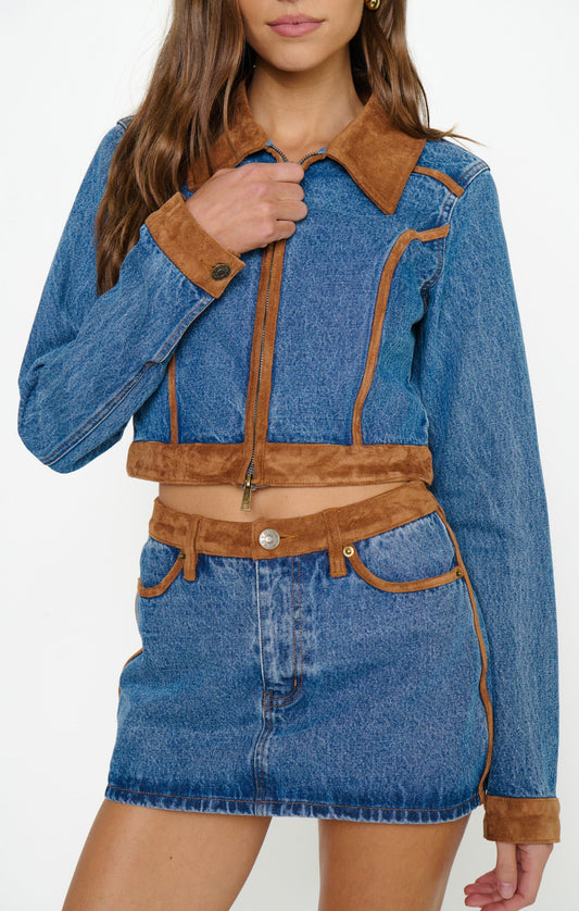 Dawson Skort ~ Indigo with Faux Suede