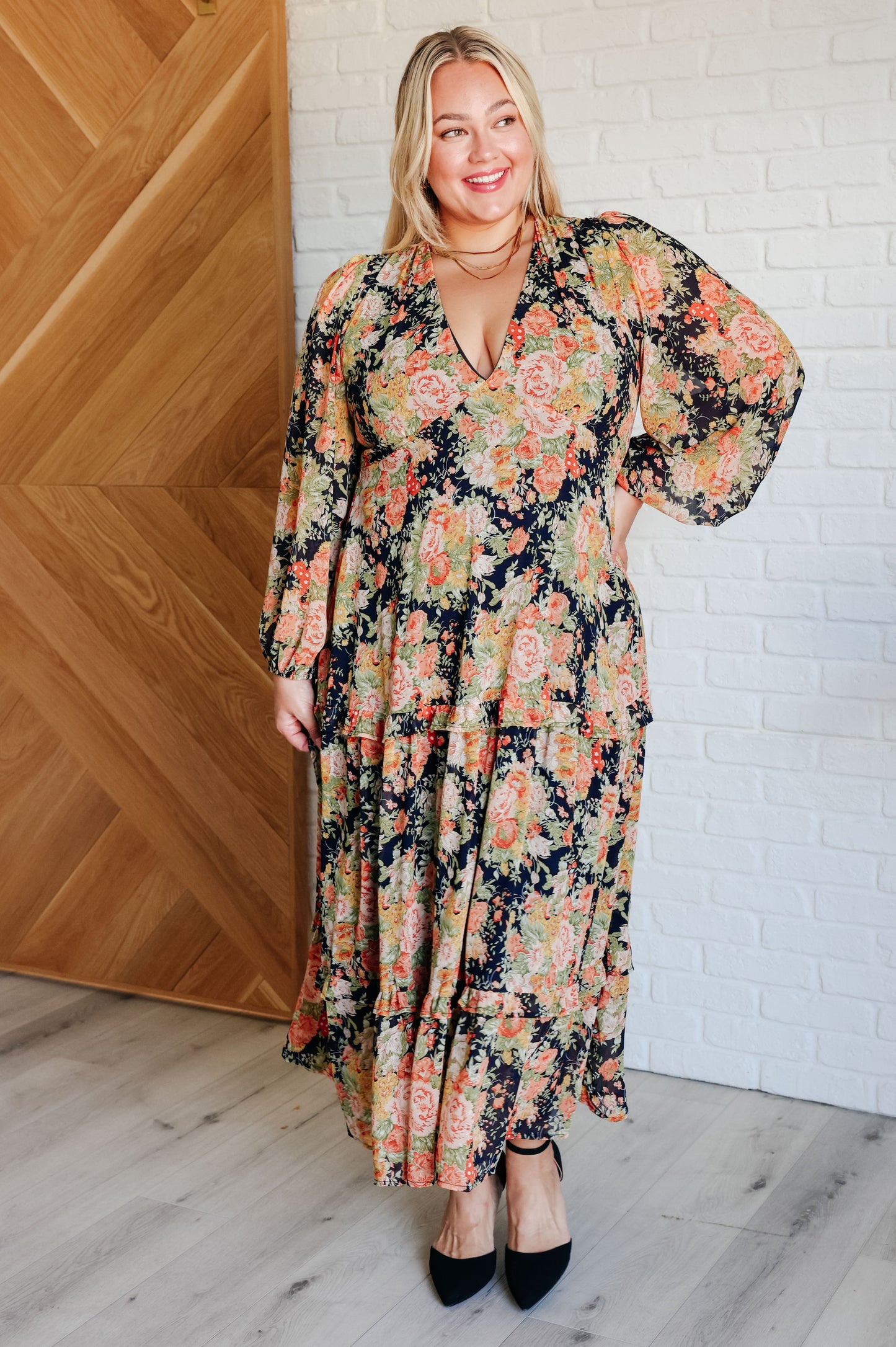 Hazel Blues® |  My Heart Will Go On Tiered Balloon Sleeve Dress
