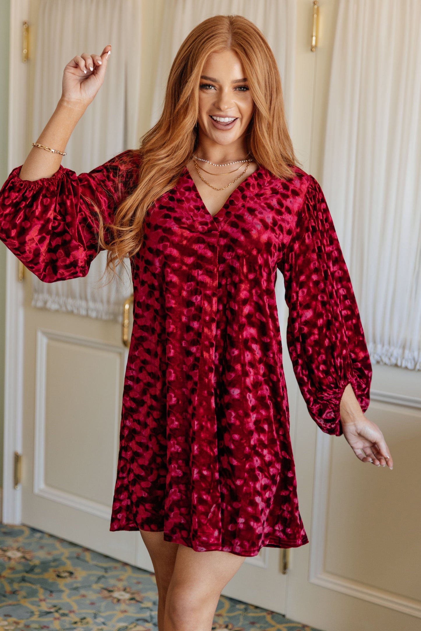 Hazel Blues® |  Regal Radiance V-Neck Velvet Dress