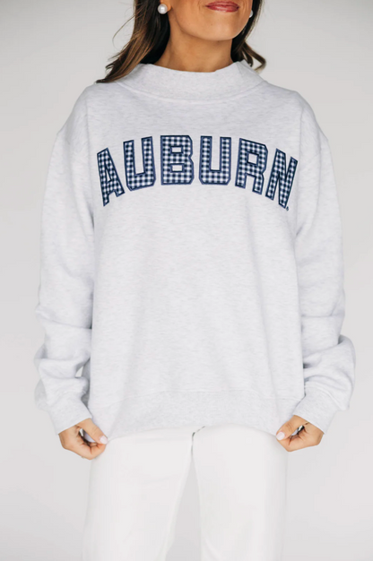 Scarlet & Gold Auburn Mallory Gingham Mockneck