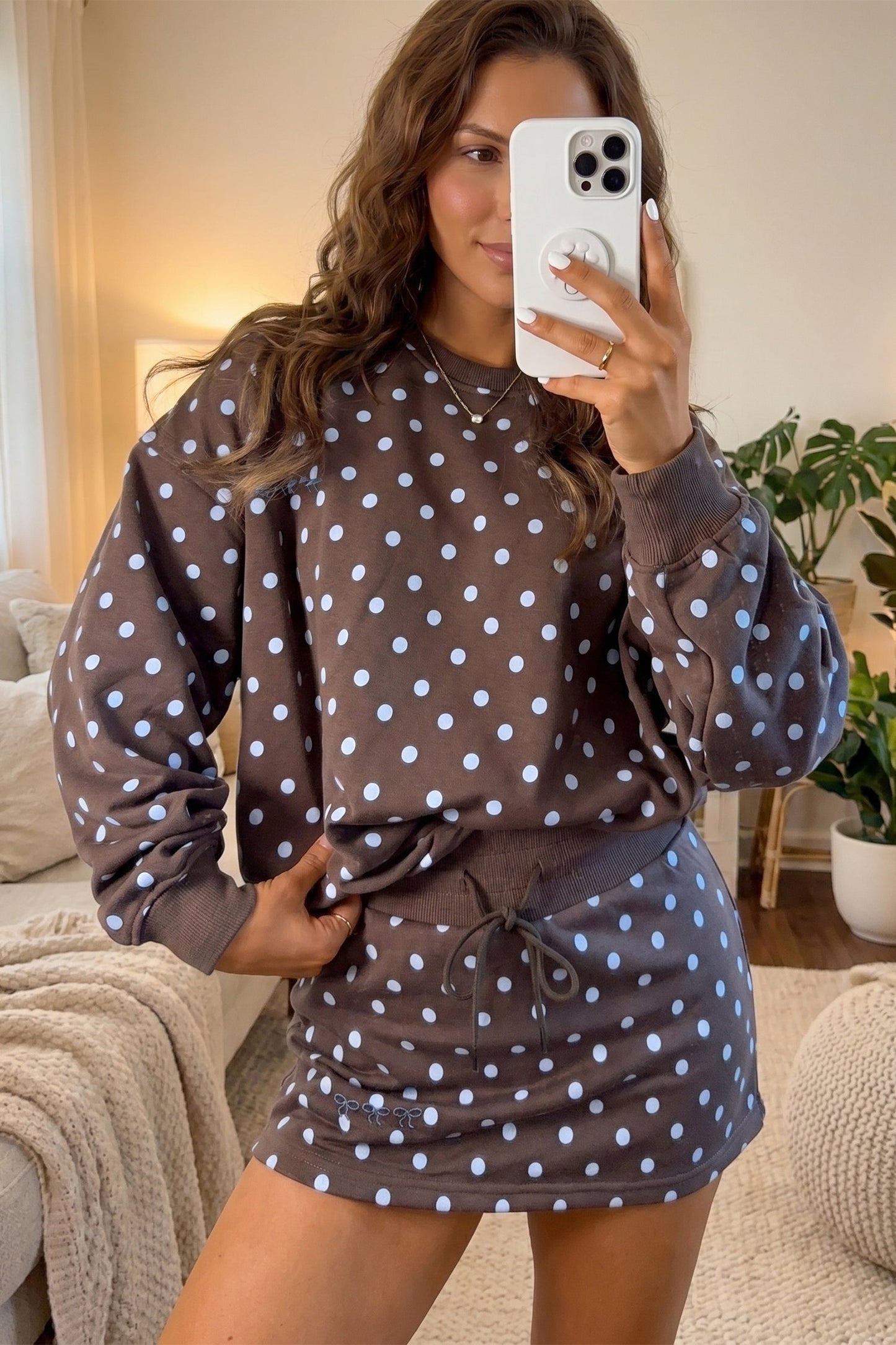 Hazel Blues® |  Dot Darling Dress | Polka Dot Bow Detail Embroidered Dress