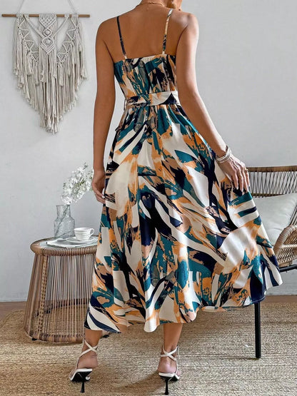 Hazel Blues® |  Abstract Print Tie Waist Cami Dress
