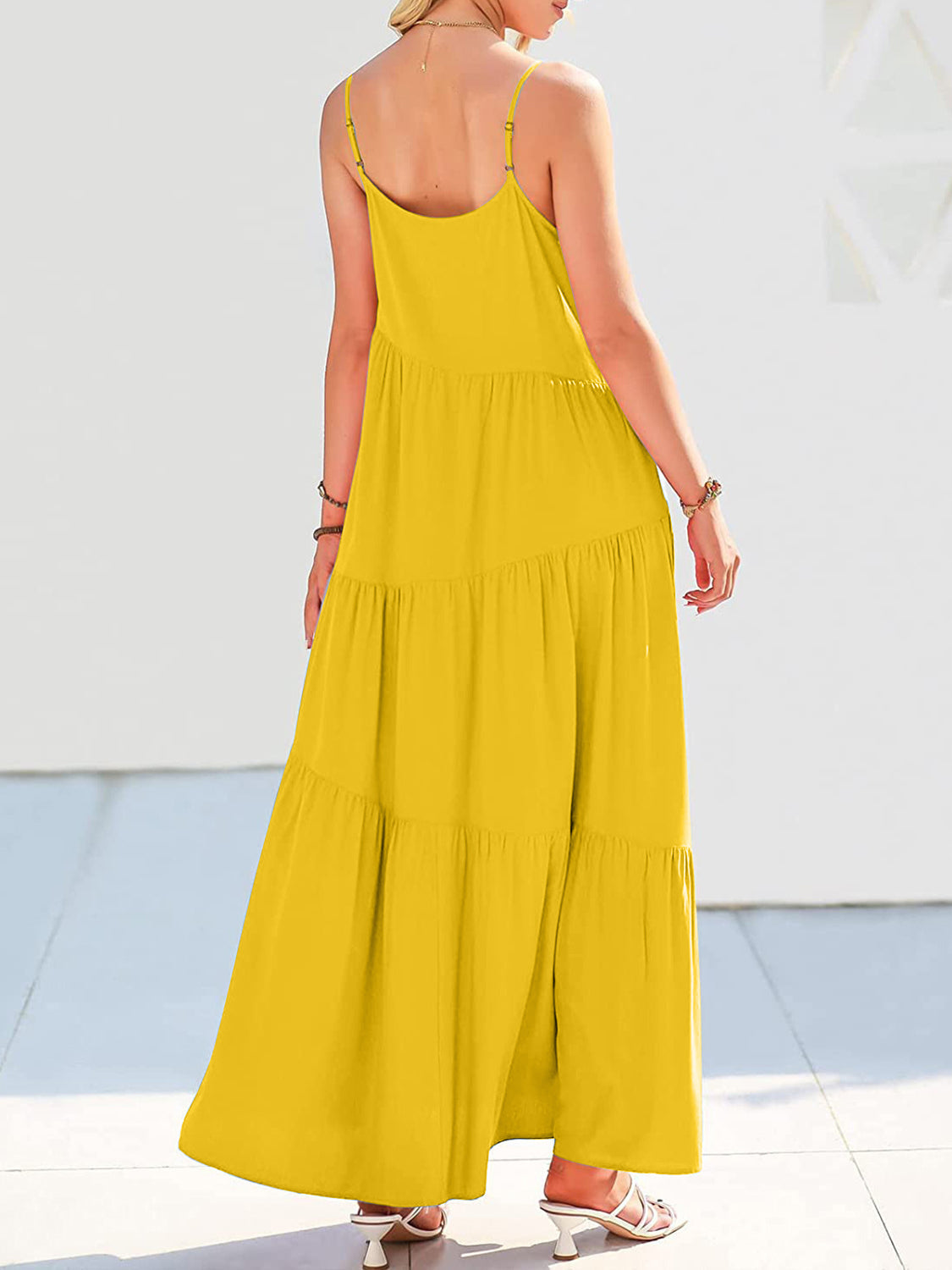 Hazel Blues® |  Ruched Tiered Spaghetti Strap Dress