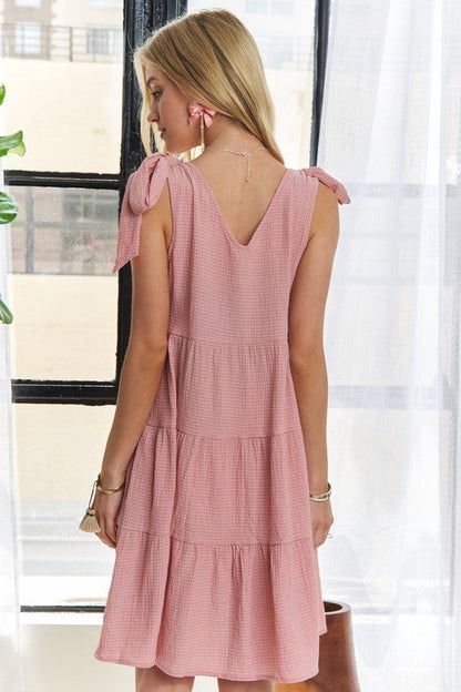 Hazel Blues® |  ADORA V-Neck Tie Shoulder Dress