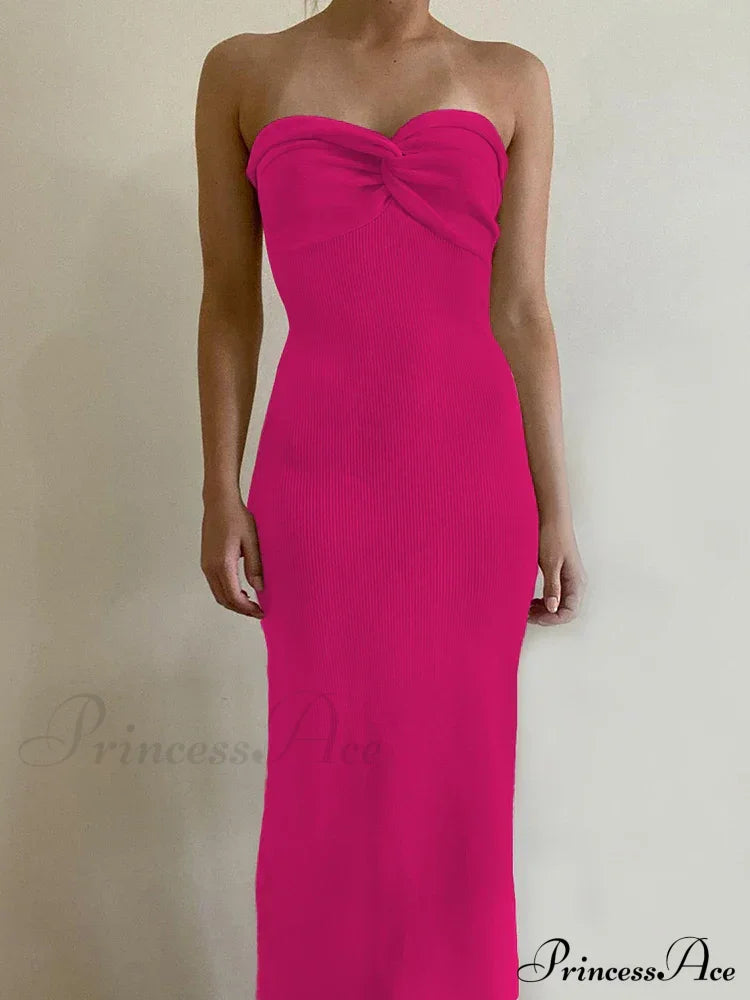 Backless Twist Knitted Fashion Outfits Maxi Dress