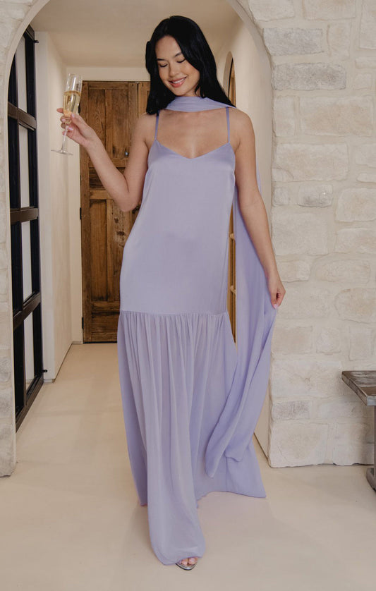 Dalia Maxi Dress ~ Lavender Luxe Satin