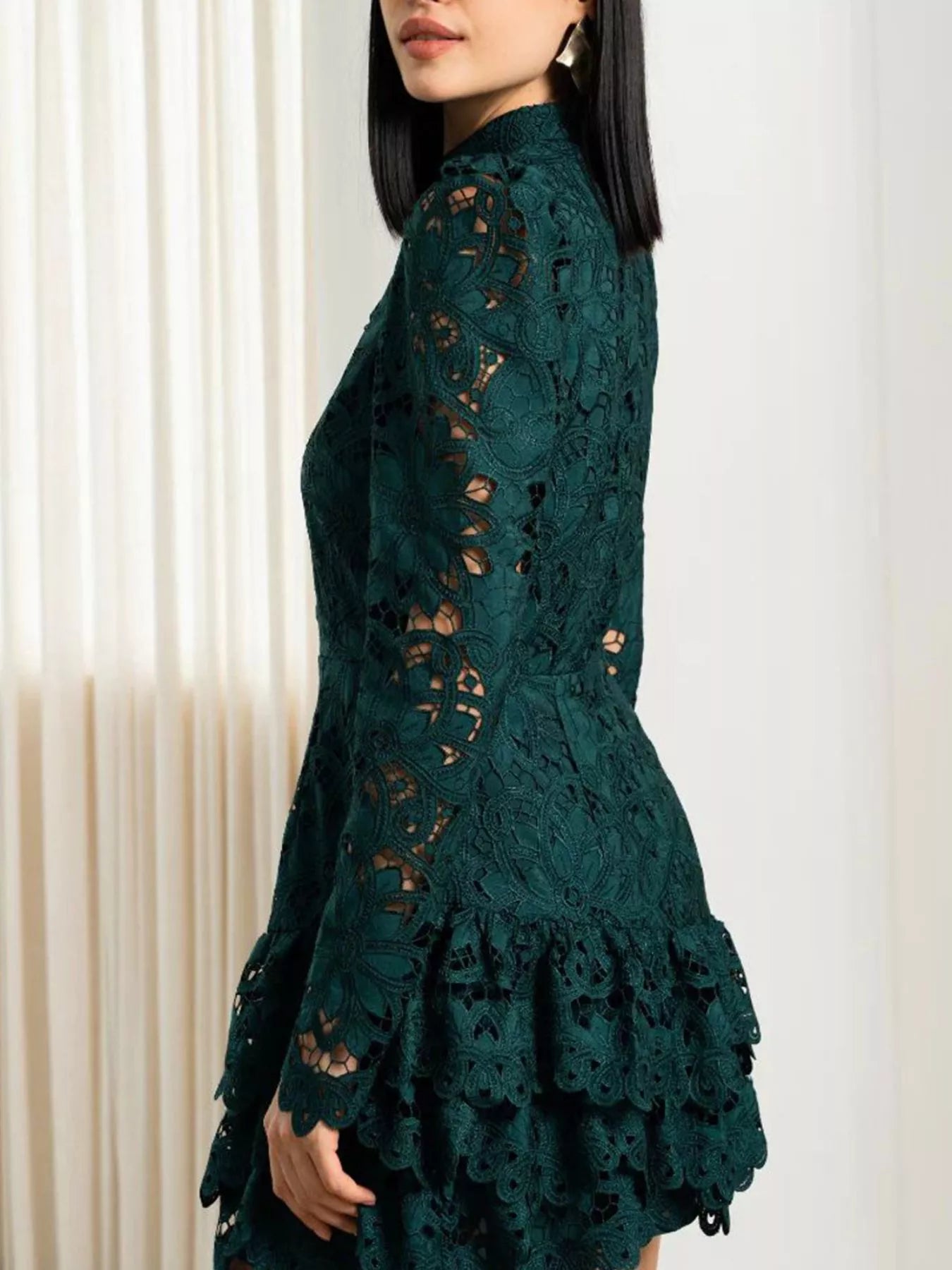 Hazel Blues® |  Lace Mock Neck Long Sleeve Mini Dress