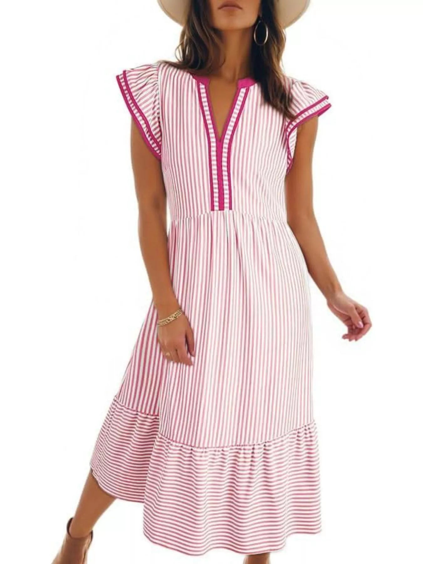 Ruffle Romance Dress | Ruffle Striped Dress
