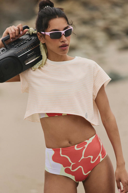 Free People Printed Hot Shot Cropped Tee