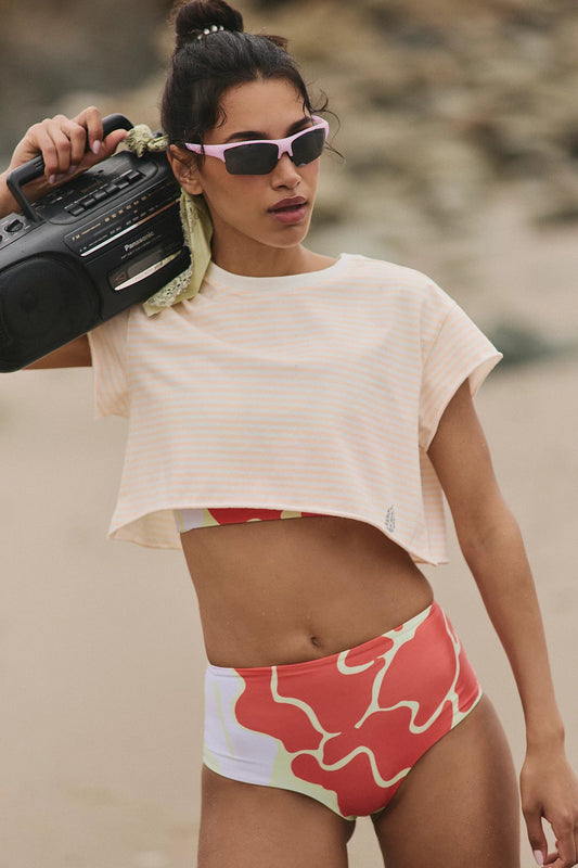 Free People Printed Hot Shot Cropped Tee