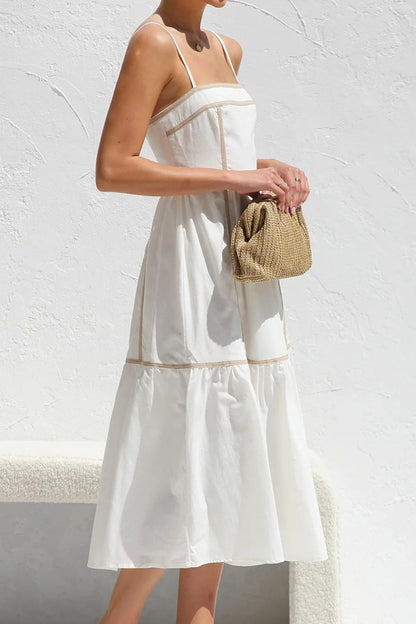 Hazel Blues® |  Contrast Trim Square Neck Midi Cami Dress