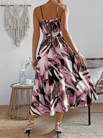 Hazel Blues® |  Abstract Print Tie Waist Cami Dress