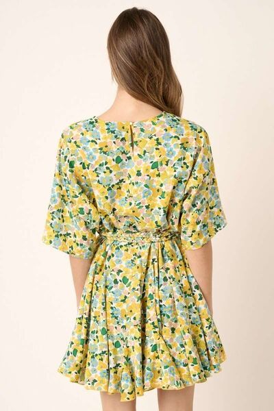 Hazel Blues® |  Mittoshop Floral Tie Waist Half Sleeve Mini Dress