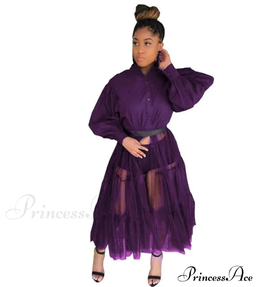 Ladies Long Solid Color Casual Dress