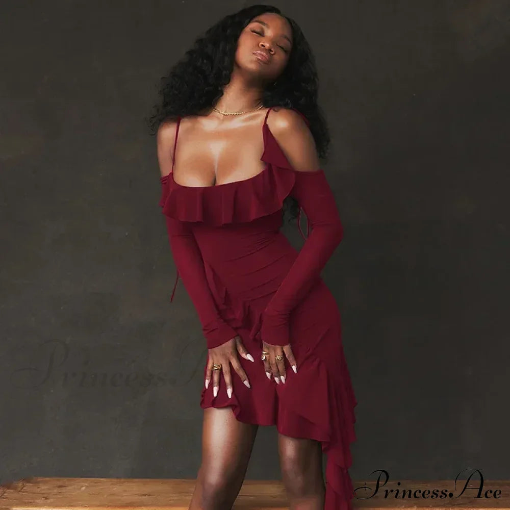 Ruffle Backless Gown Club Mini Dress