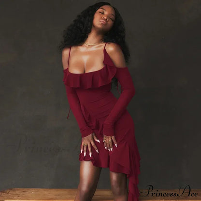 Ruffle Backless Gown Club Mini Dress