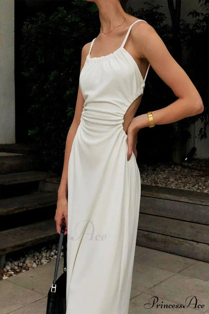 Strappy White Dress with Cut-out Back